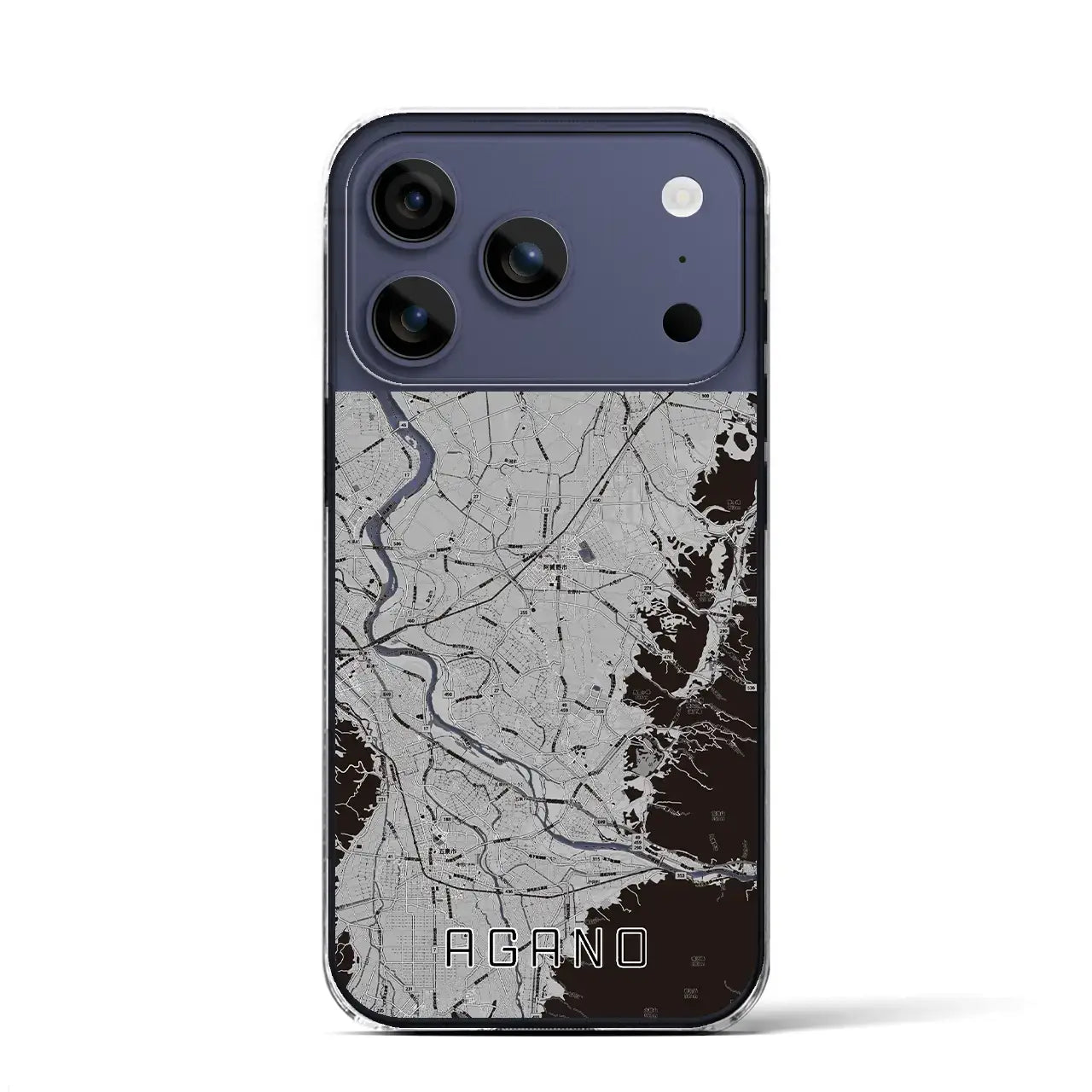 【阿賀野(新潟県)】地図柄iPhoneケース(クリアタイプ)