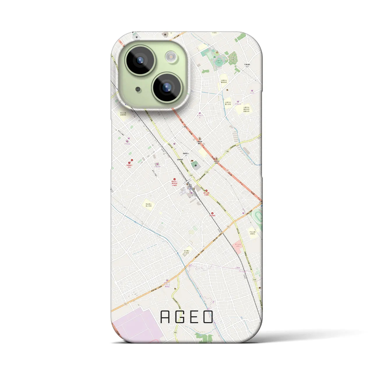 【上尾(埼玉県)】地図柄iPhoneケース(バックカバータイプ)