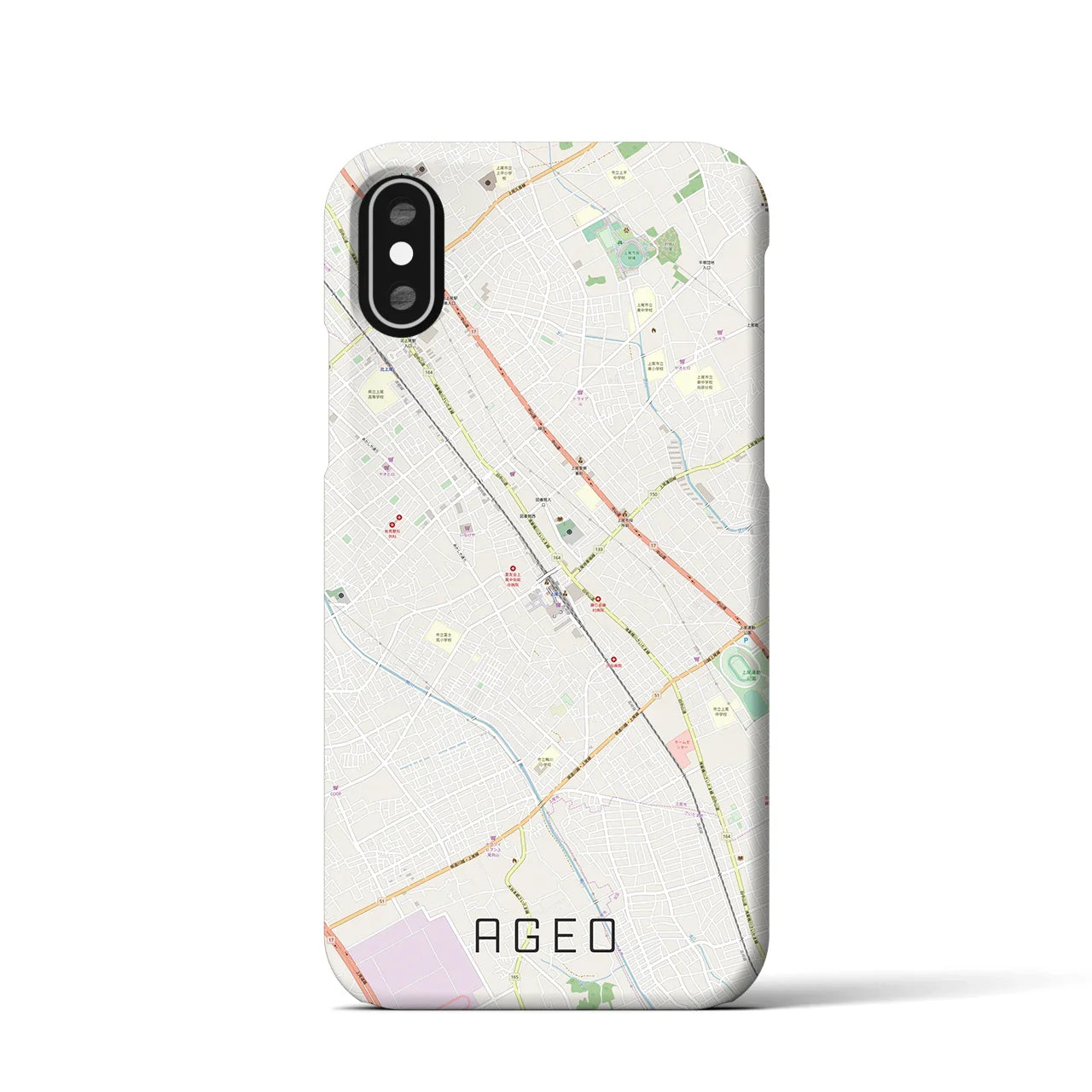 【上尾(埼玉県)】地図柄iPhoneケース(バックカバータイプ)