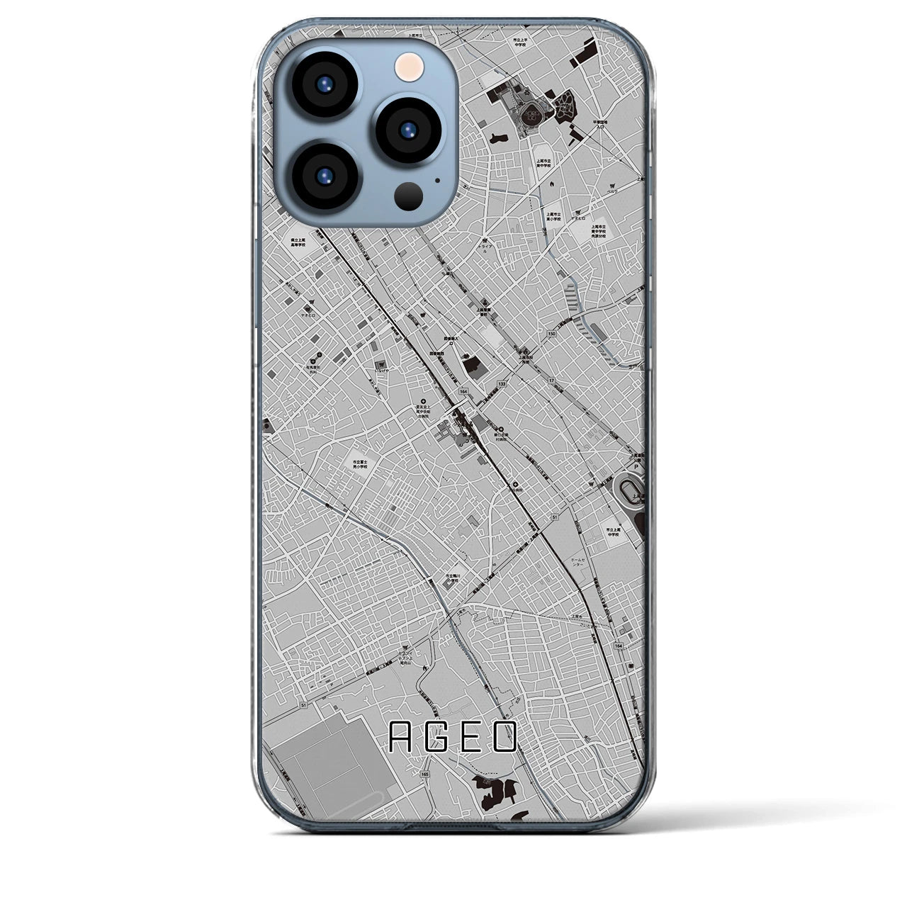 【上尾(埼玉県)】地図柄iPhoneケース(クリアタイプ)