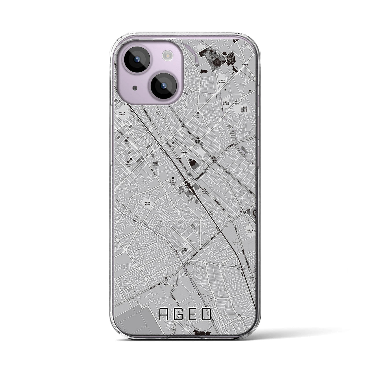 【上尾(埼玉県)】地図柄iPhoneケース(クリアタイプ)