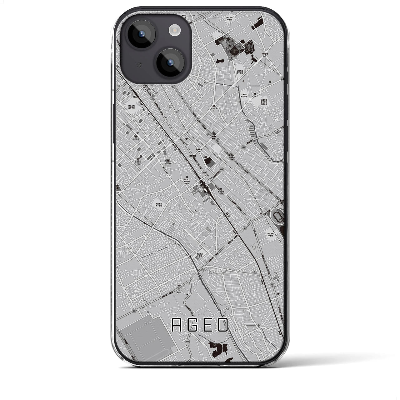 【上尾(埼玉県)】地図柄iPhoneケース(クリアタイプ)