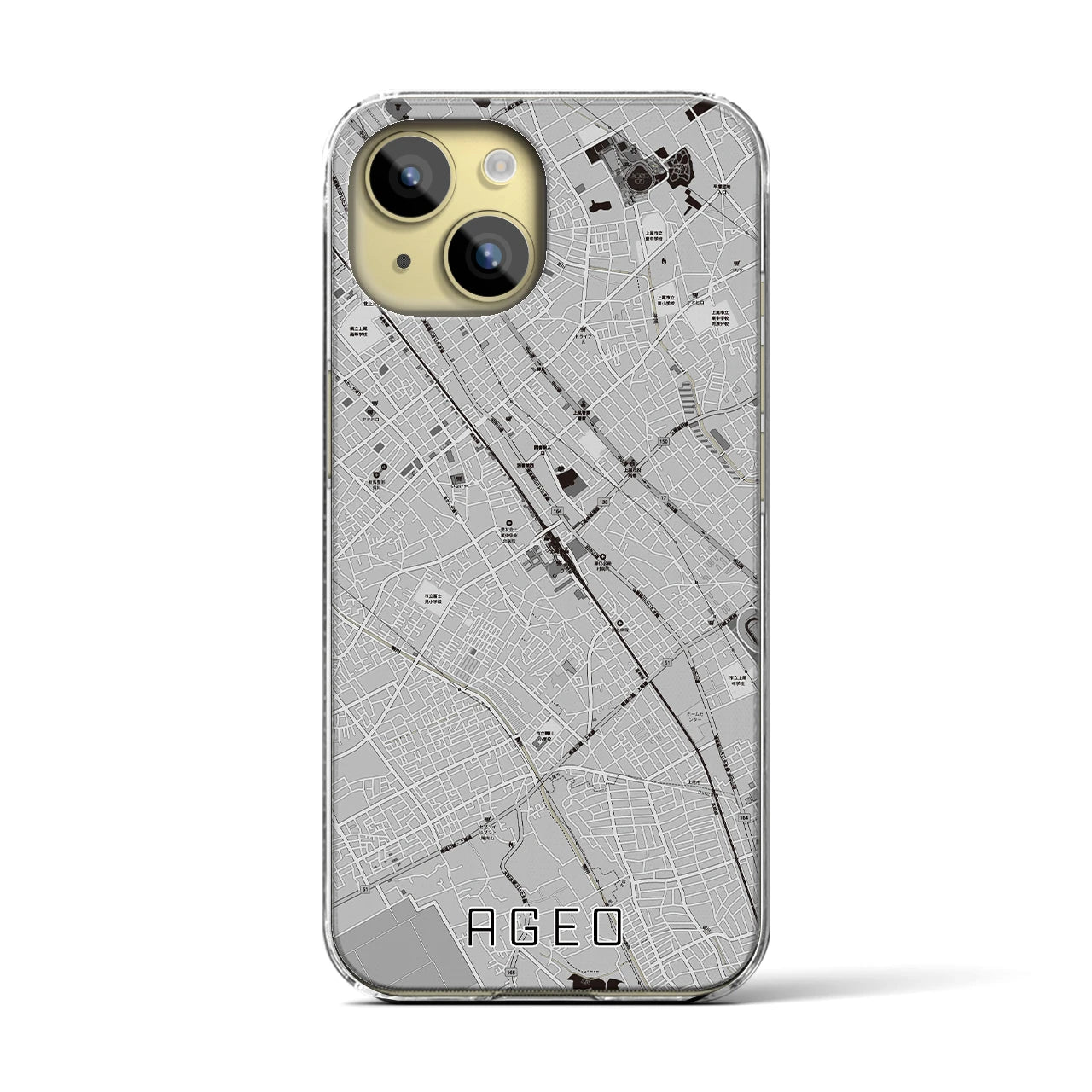 【上尾(埼玉県)】地図柄iPhoneケース(クリアタイプ)