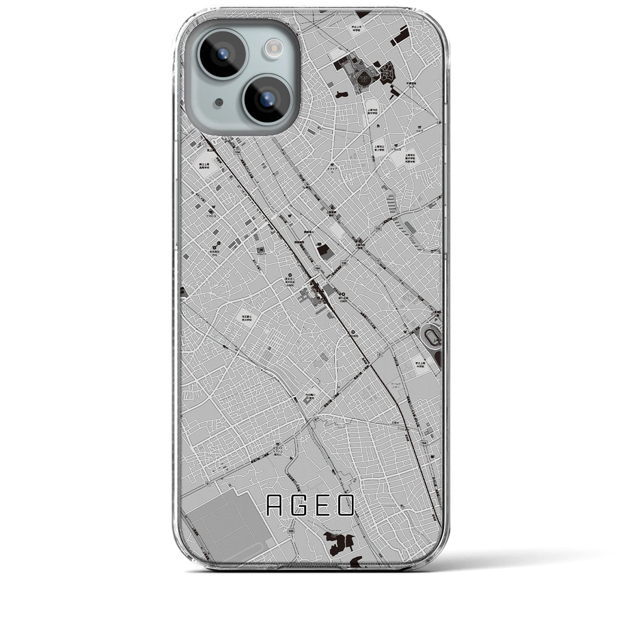 【上尾(埼玉県)】地図柄iPhoneケース(クリアタイプ)