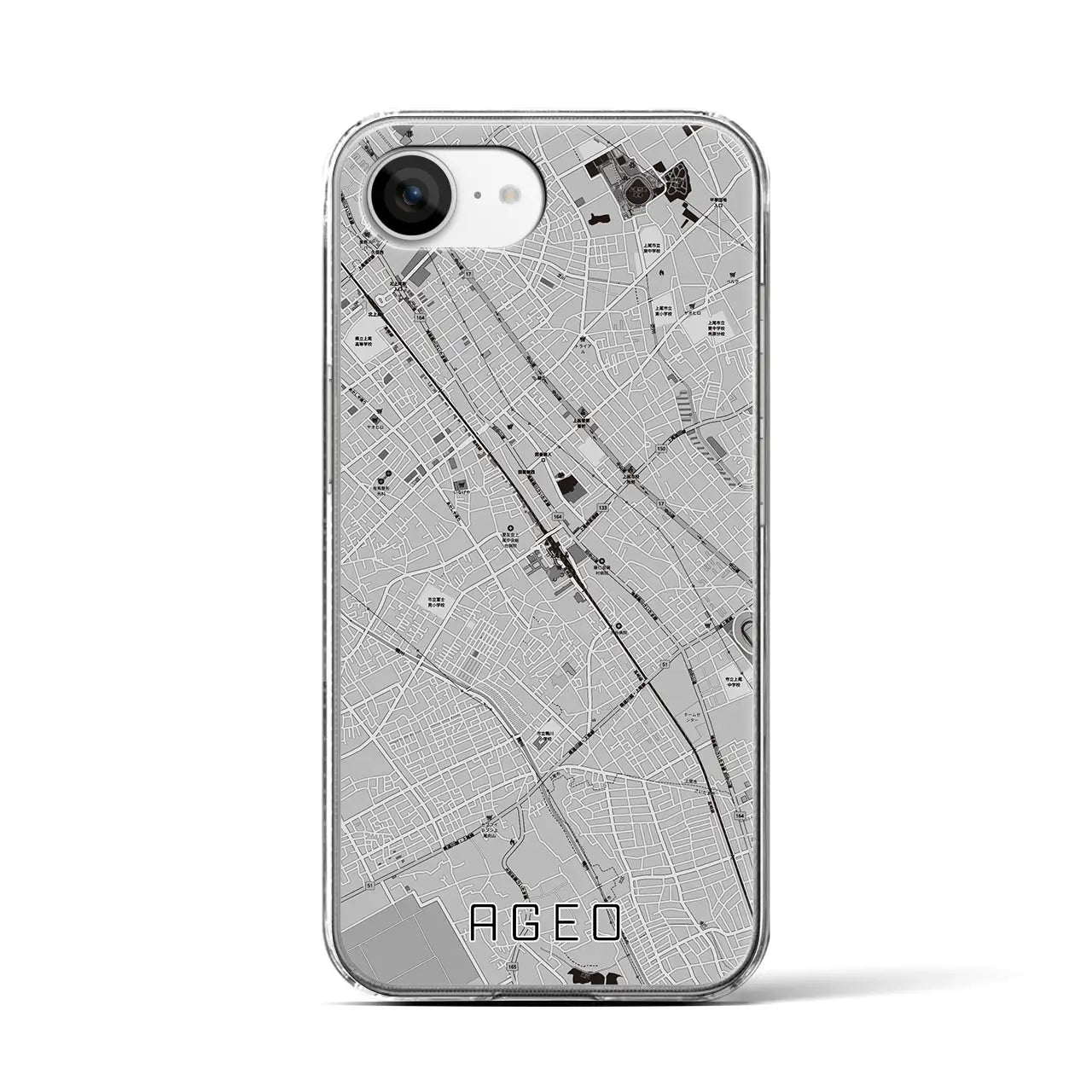 【上尾(埼玉県)】地図柄iPhoneケース(クリアタイプ)