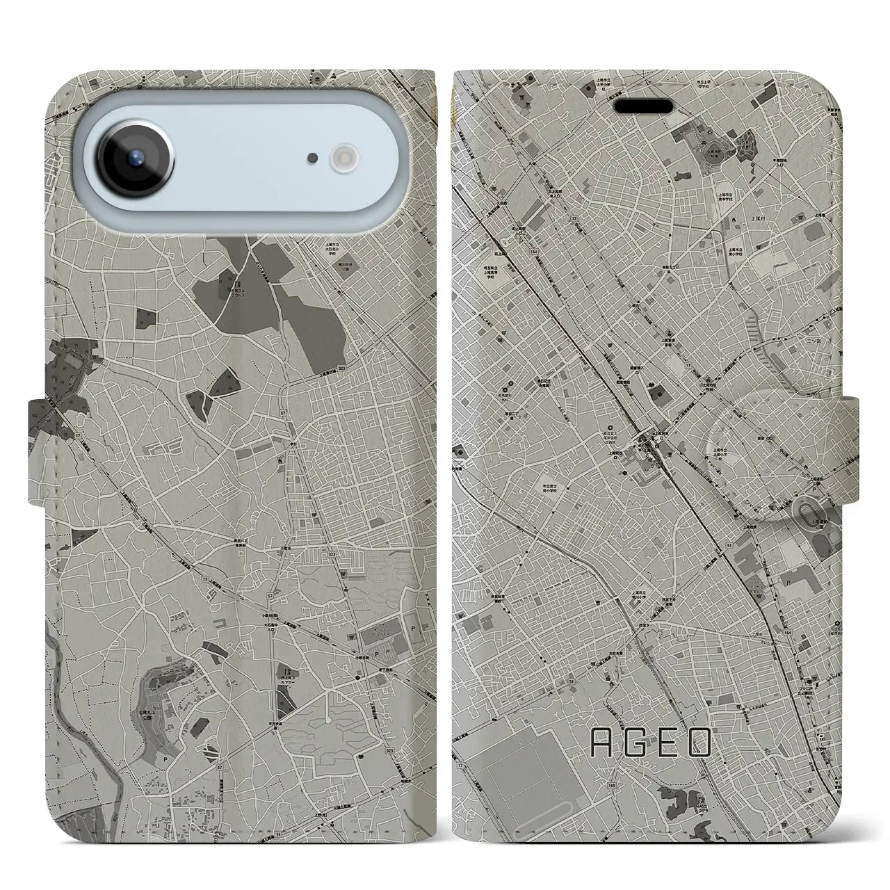 【上尾(埼玉県)】地図柄iPhoneケース(手帳タイプ)