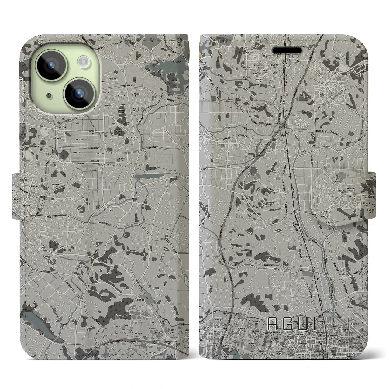 【阿久比(愛知県)】地図柄iPhoneケース(手帳タイプ)