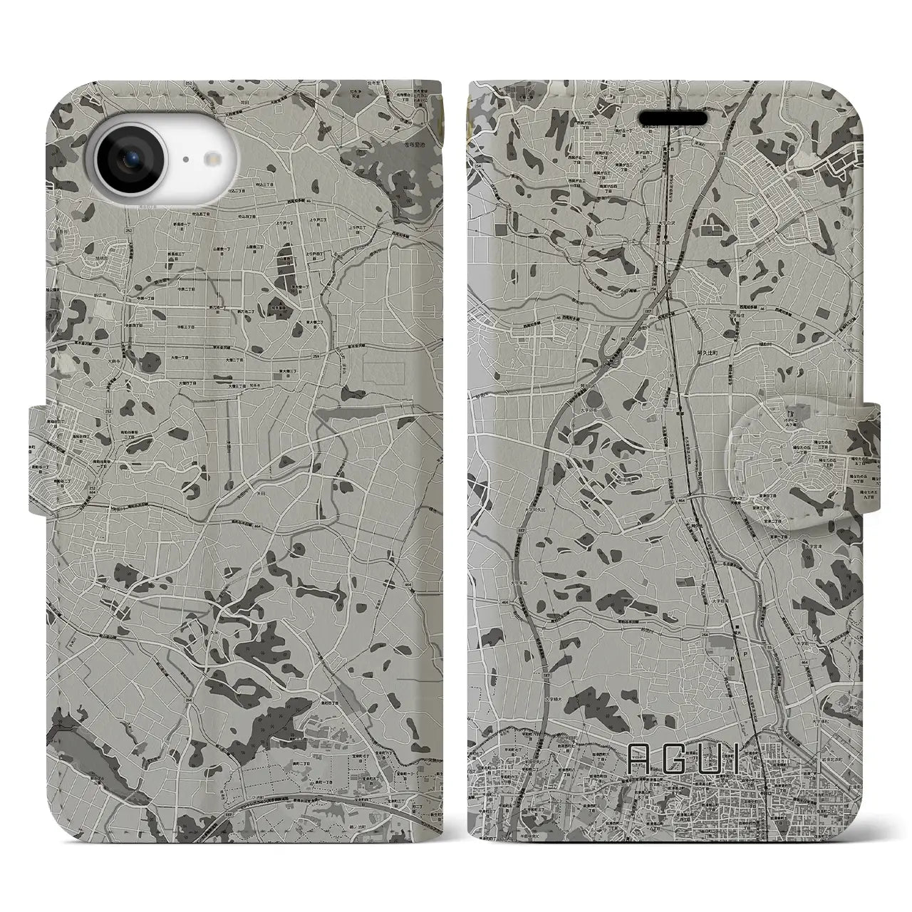 【阿久比(愛知県)】地図柄iPhoneケース(手帳タイプ)