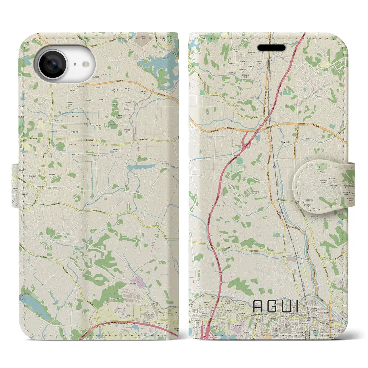 【阿久比(愛知県)】地図柄iPhoneケース(手帳タイプ)