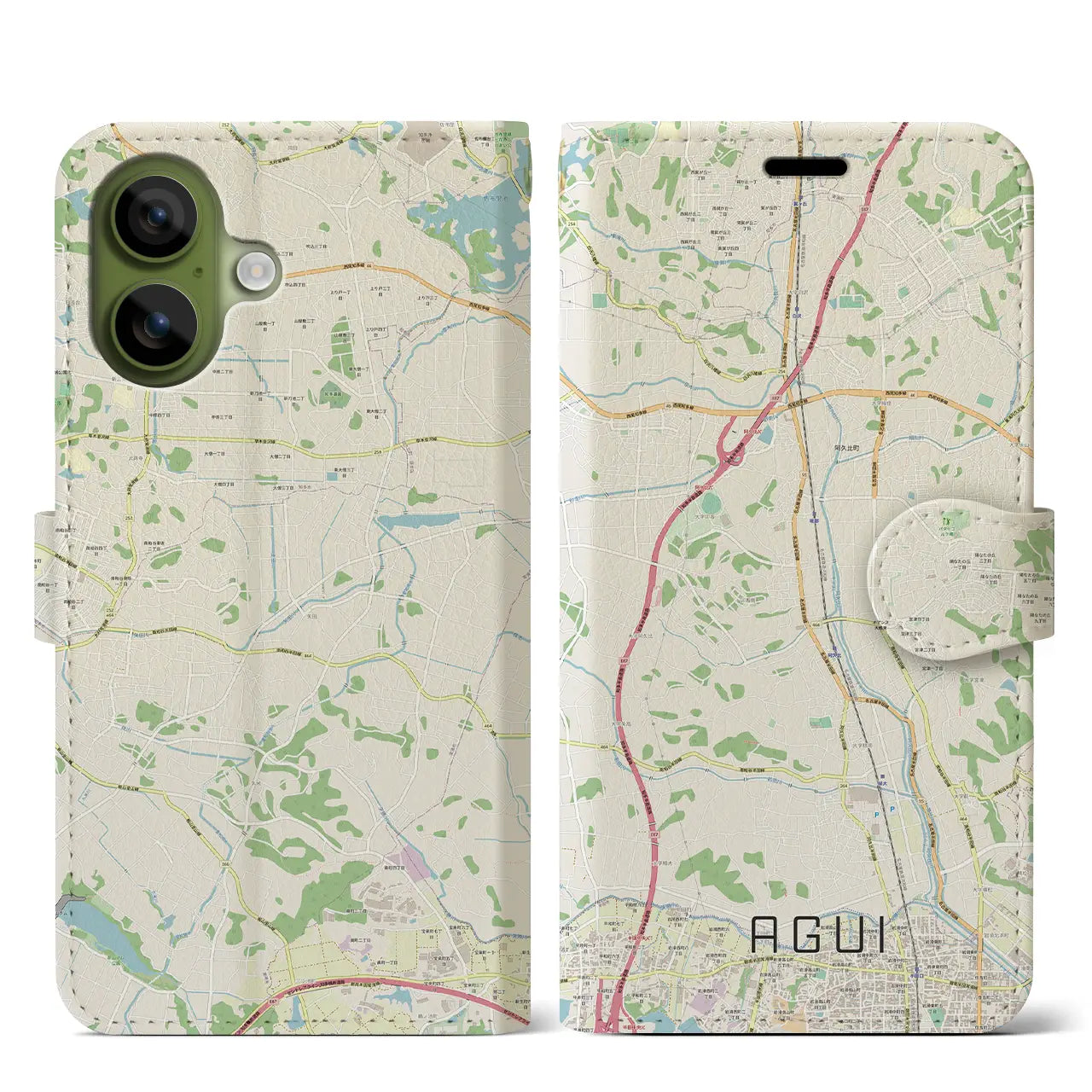 【阿久比(愛知県)】地図柄iPhoneケース(手帳タイプ)