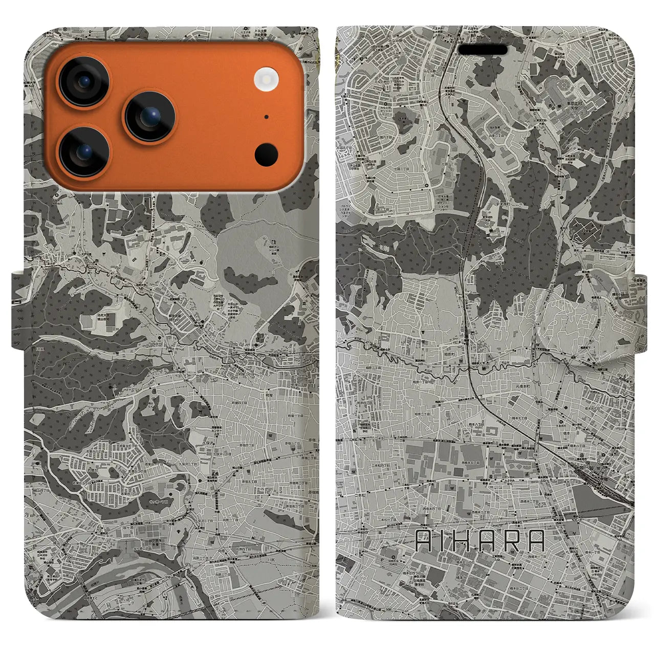 【相原(東京都)】地図柄iPhoneケース(手帳タイプ)