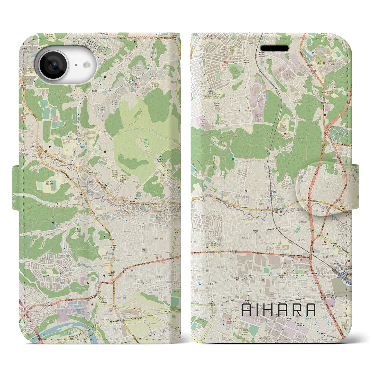 【相原(東京都)】地図柄iPhoneケース(手帳タイプ)