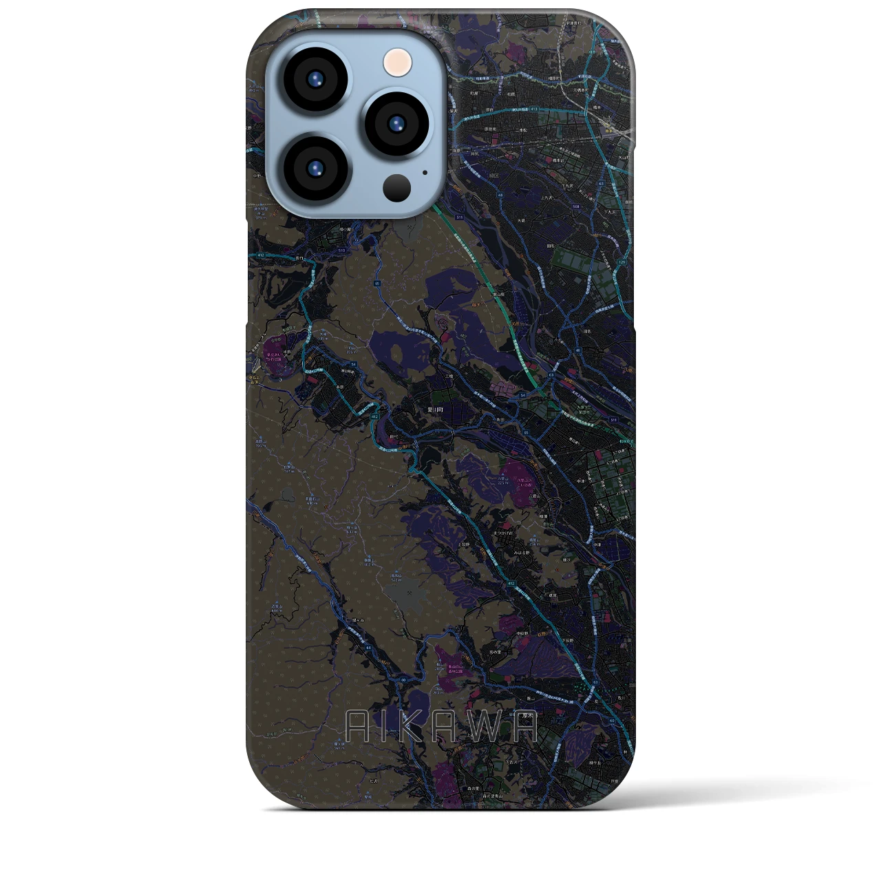 【愛川(神奈川県)】地図柄iPhoneケース(バックカバータイプ)