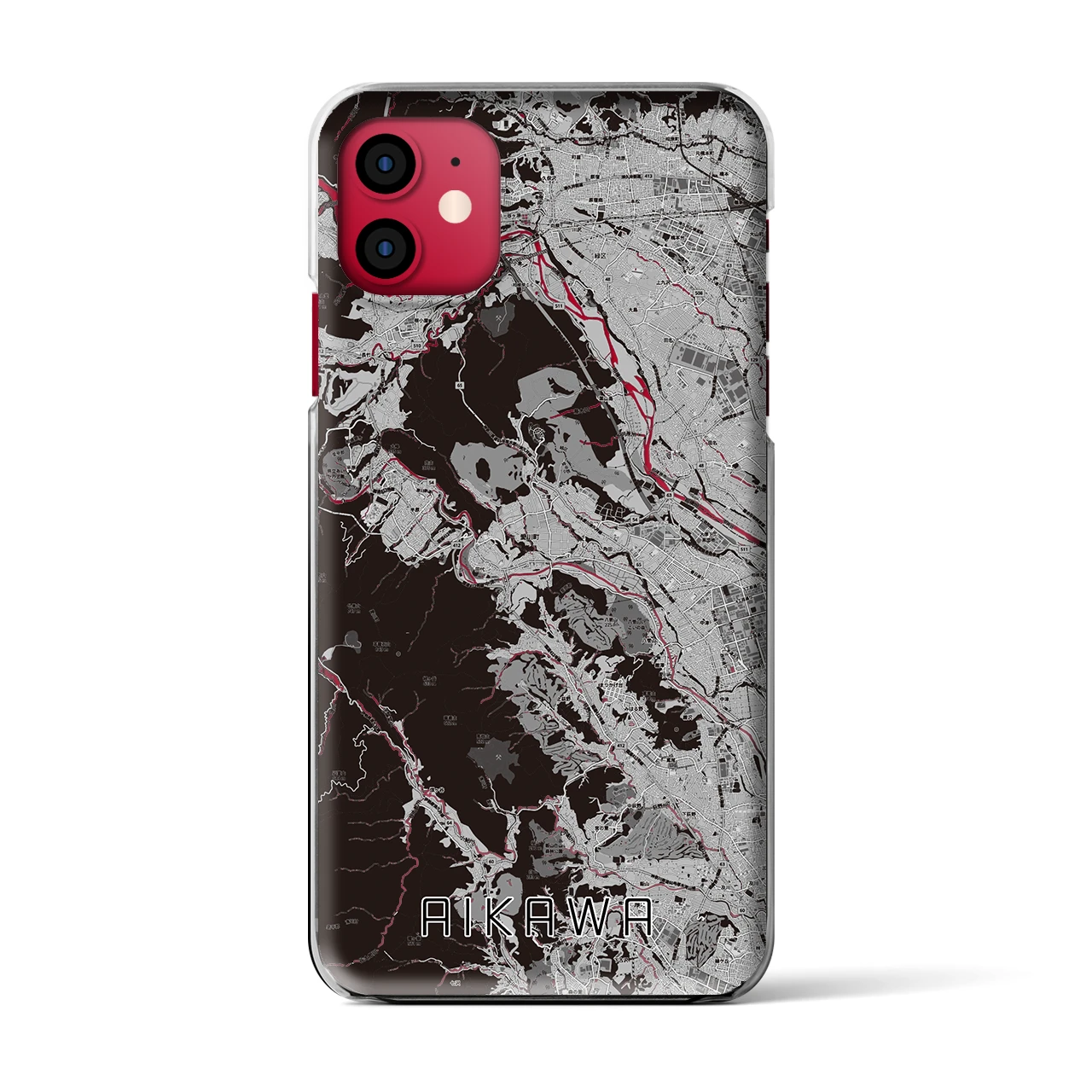 【愛川(神奈川県)】地図柄iPhoneケース(クリアタイプ)モノトーン・iPhone 11 用