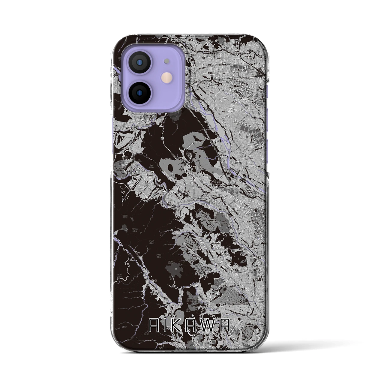 【愛川(神奈川県)】地図柄iPhoneケース(クリアタイプ)モノトーン・iPhone 12 / 12 Pro 用