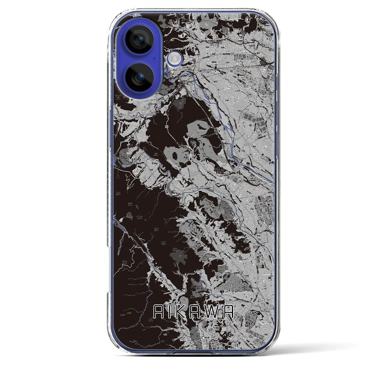 【愛川(神奈川県)】地図柄iPhoneケース(クリアタイプ)モノトーン・iPhone 16 Pro Max 用