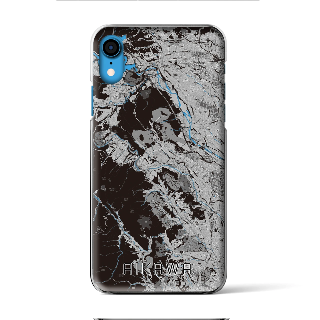 【愛川(神奈川県)】地図柄iPhoneケース(クリアタイプ)モノトーン・iPhone XR 用