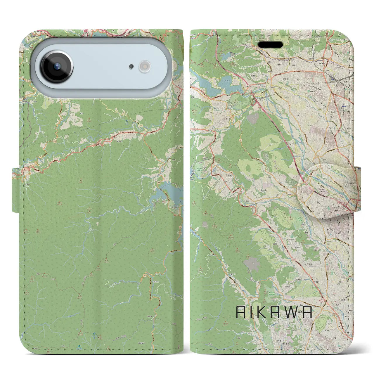 【愛川(神奈川県)】地図柄iPhoneケース(手帳タイプ)