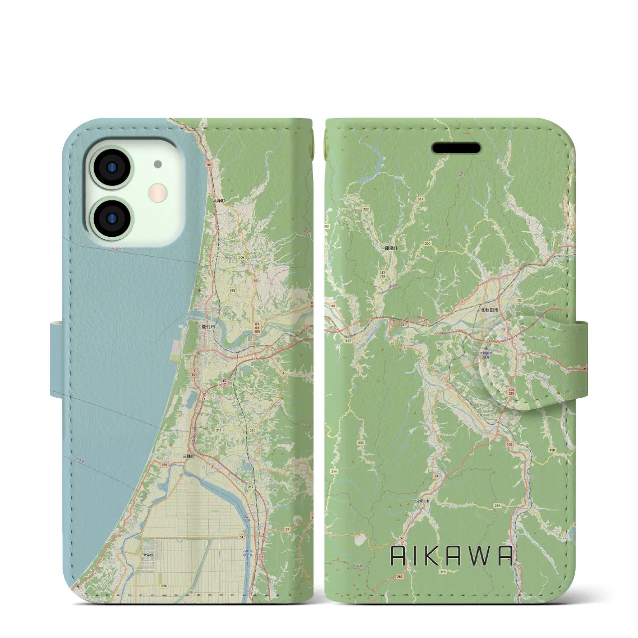【合川(秋田県)】地図柄iPhoneケース(手帳タイプ)