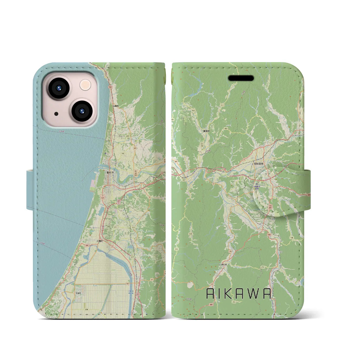 【合川(秋田県)】地図柄iPhoneケース(手帳タイプ)