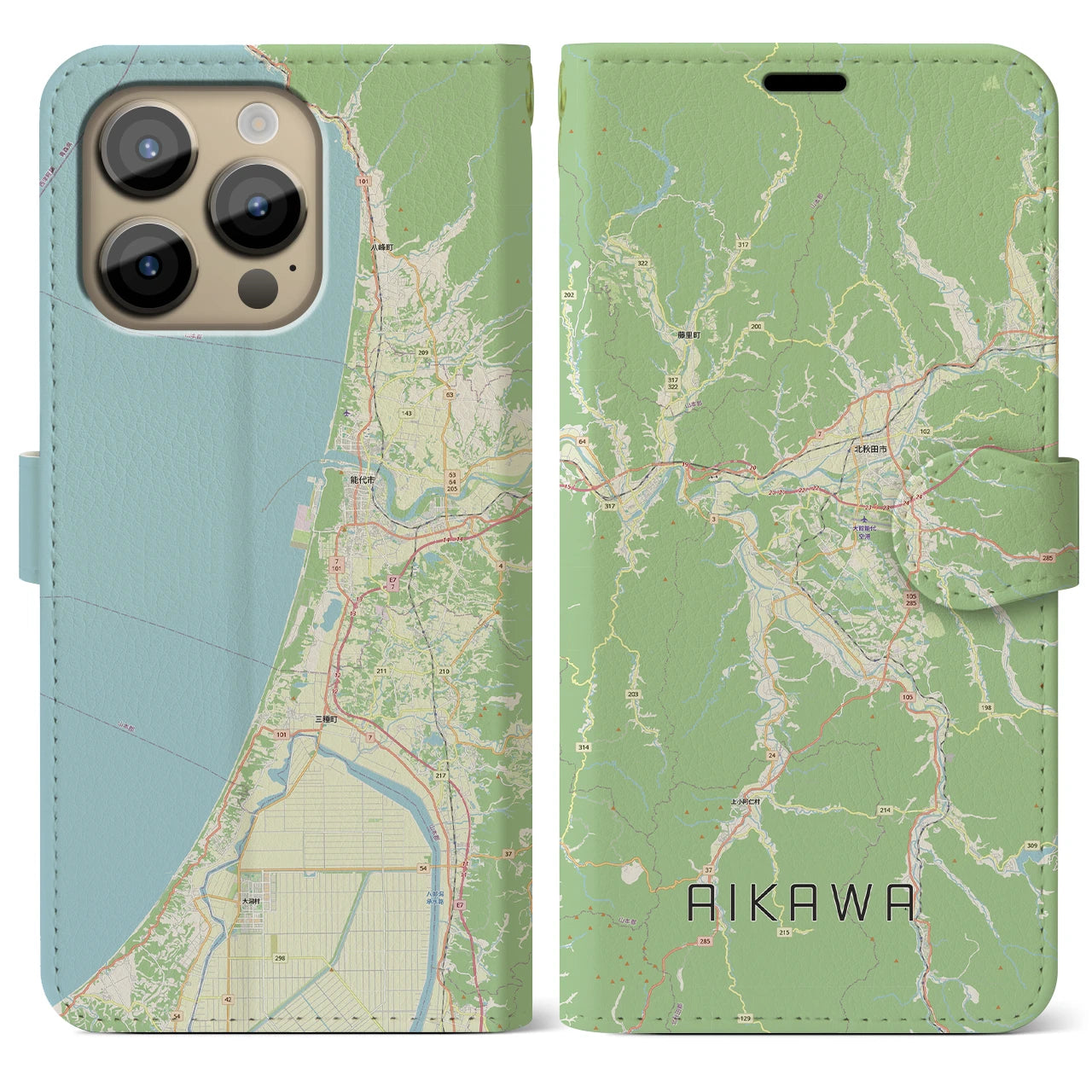 【合川(秋田県)】地図柄iPhoneケース(手帳タイプ)