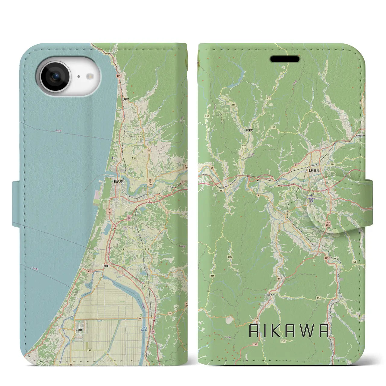 【合川(秋田県)】地図柄iPhoneケース(手帳タイプ)