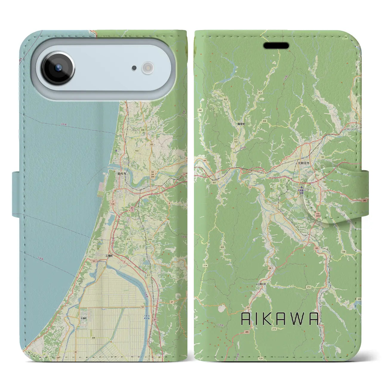 【合川(秋田県)】地図柄iPhoneケース(手帳タイプ)