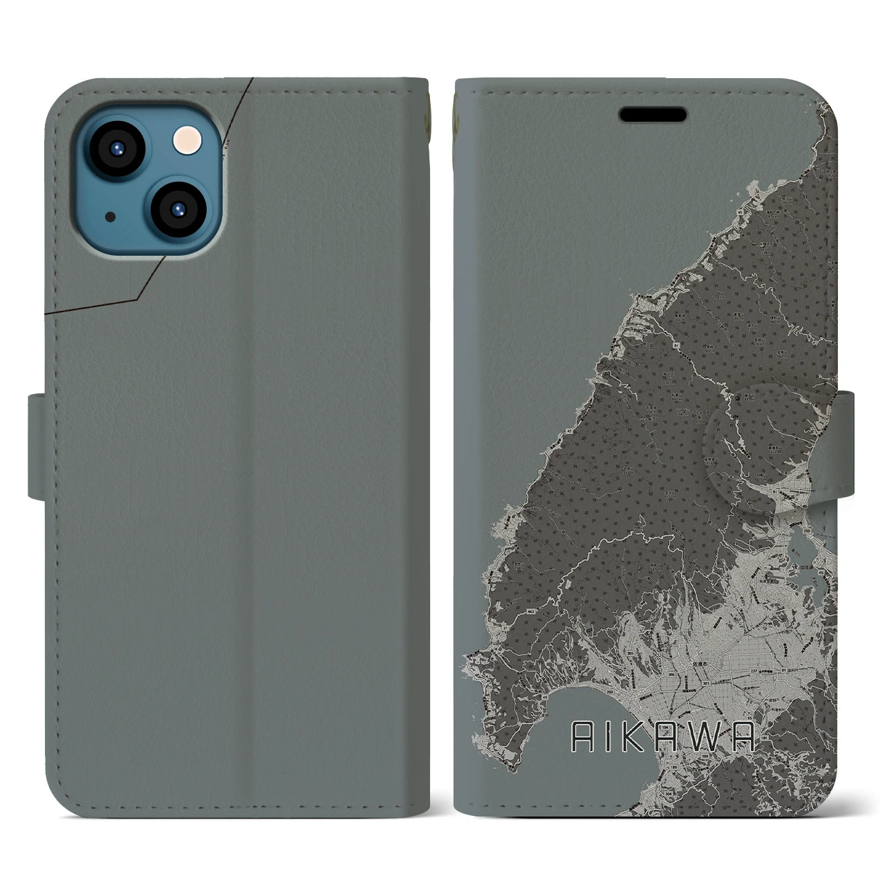 【相川(新潟県)】地図柄iPhoneケース(手帳タイプ)