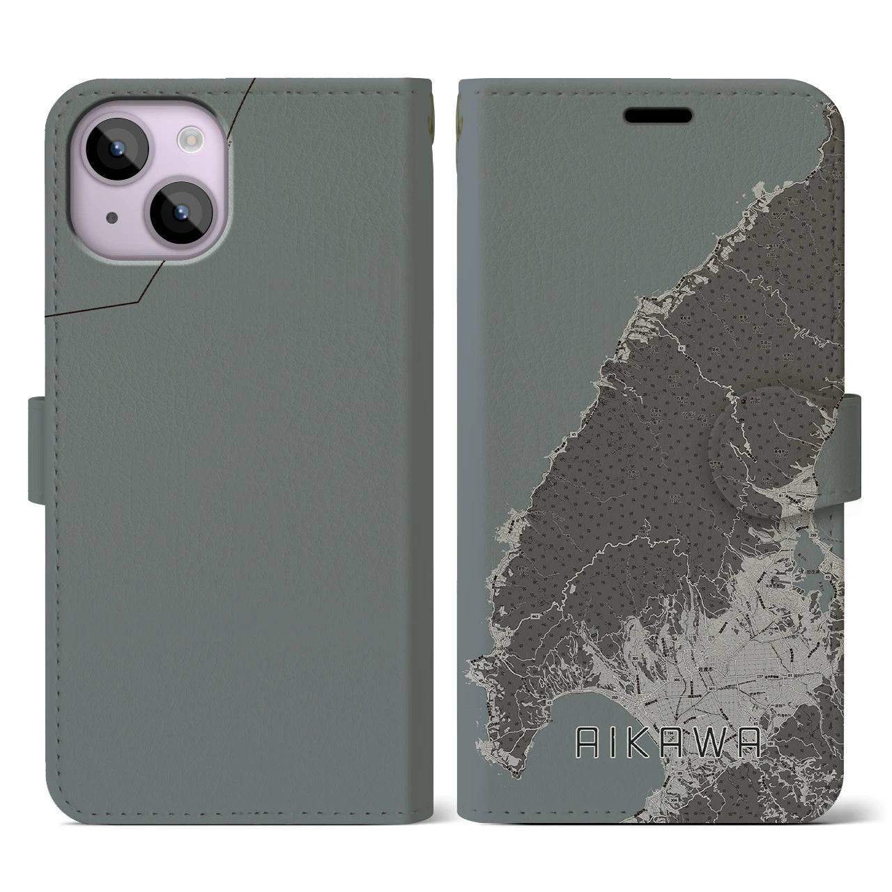 【相川(新潟県)】地図柄iPhoneケース(手帳タイプ)