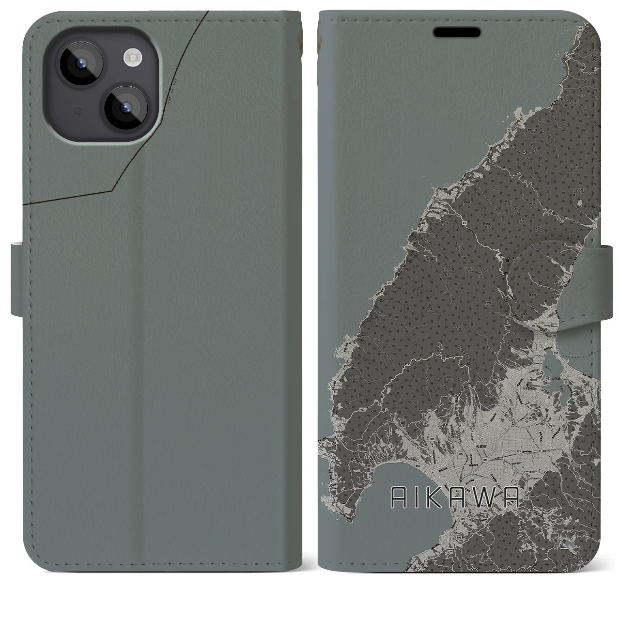 【相川(新潟県)】地図柄iPhoneケース(手帳タイプ)