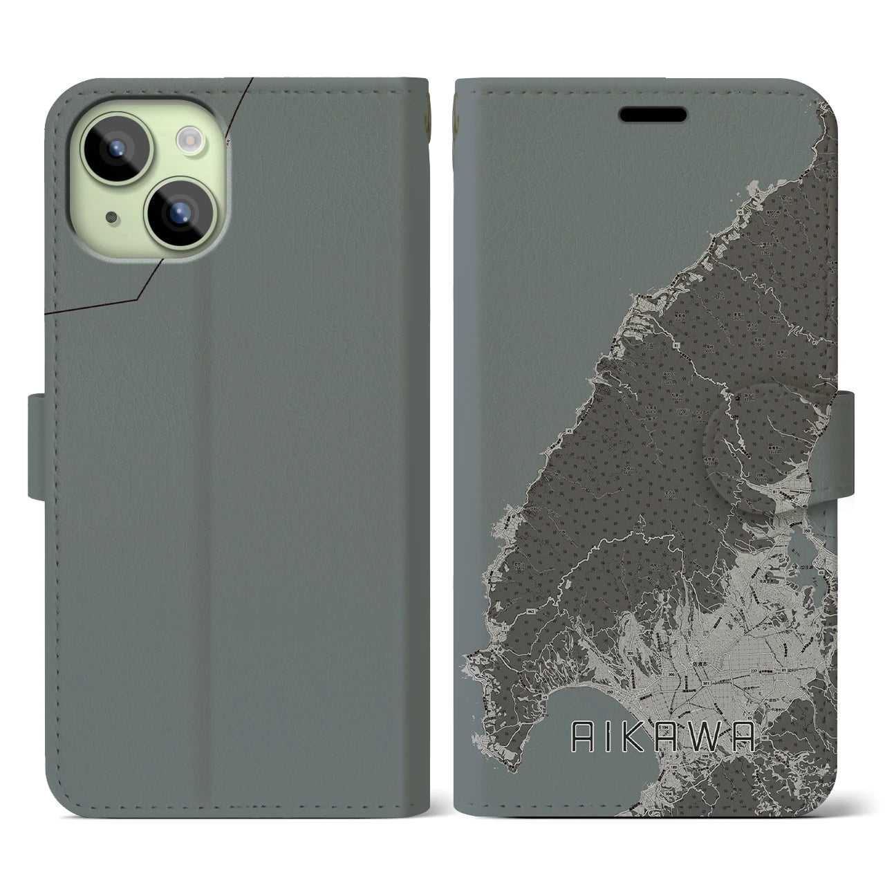 【相川(新潟県)】地図柄iPhoneケース(手帳タイプ)