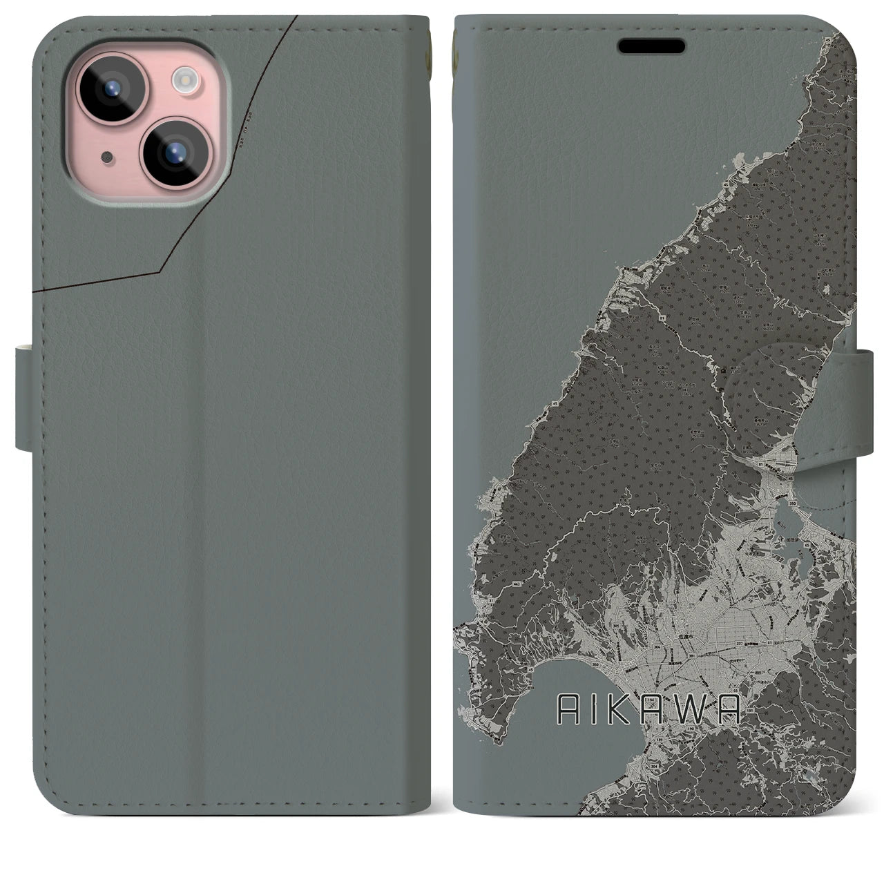 【相川(新潟県)】地図柄iPhoneケース(手帳タイプ)