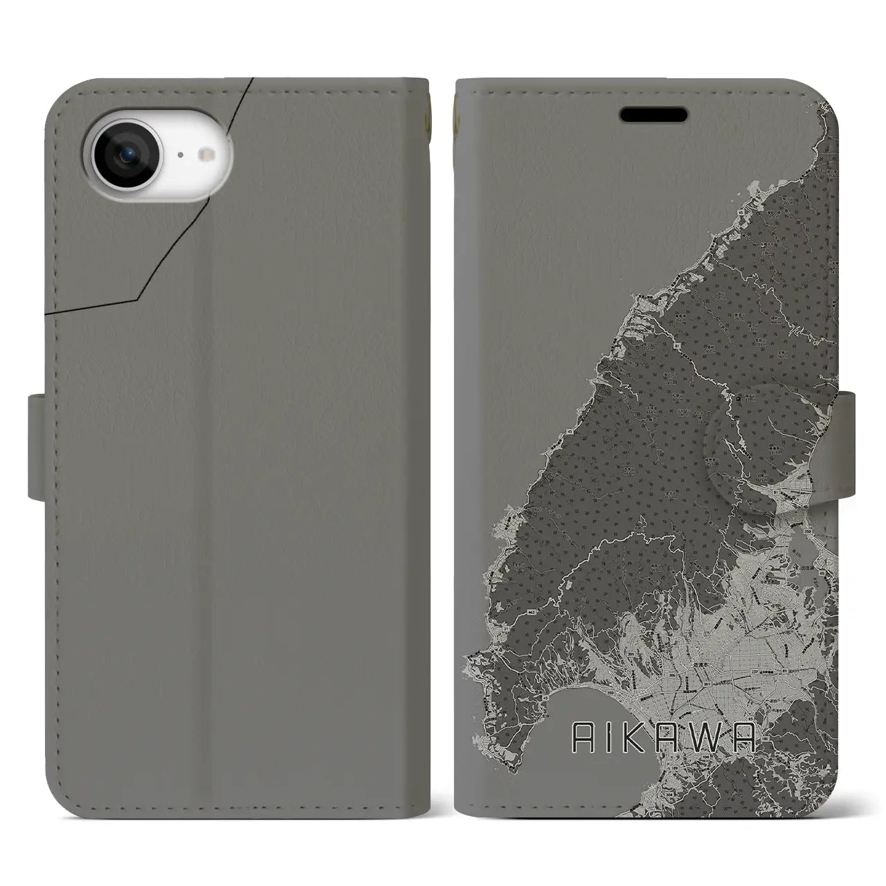 【相川(新潟県)】地図柄iPhoneケース(手帳タイプ)