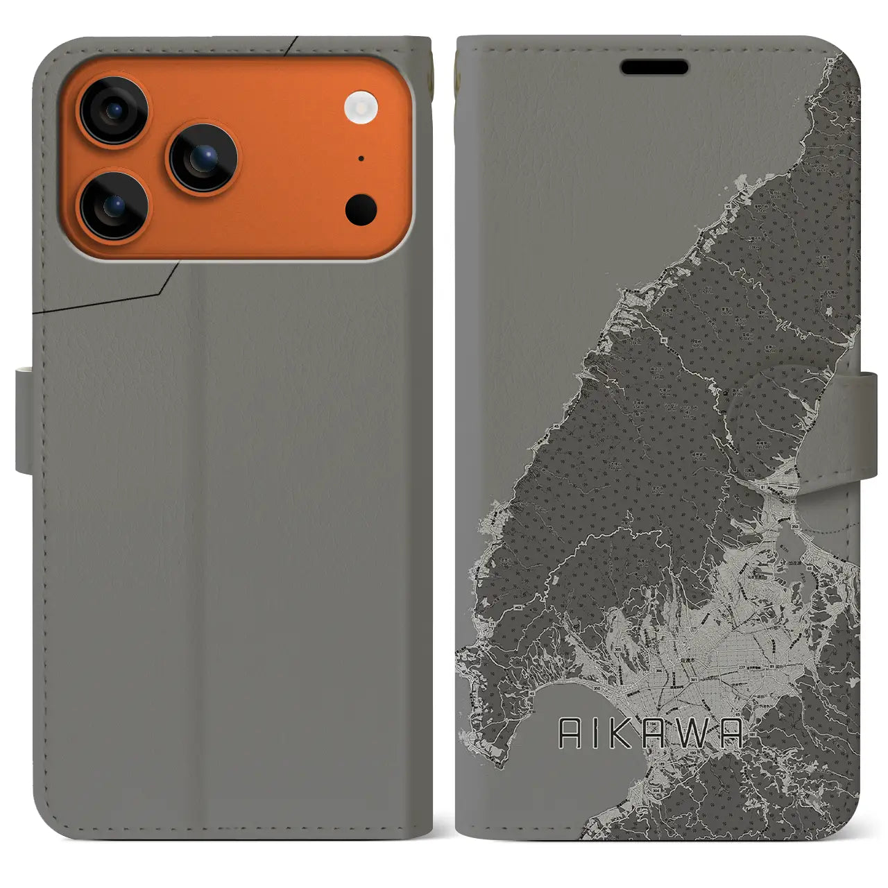 【相川(新潟県)】地図柄iPhoneケース(手帳タイプ)