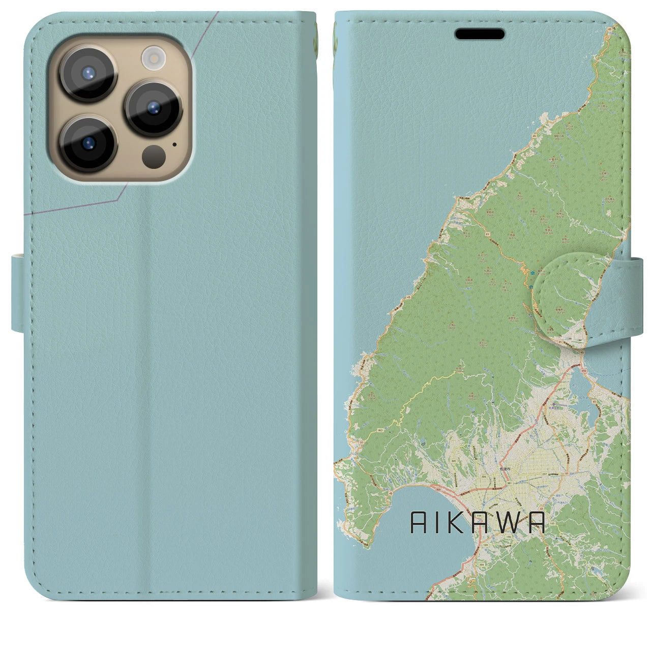 【相川(新潟県)】地図柄iPhoneケース(手帳タイプ)