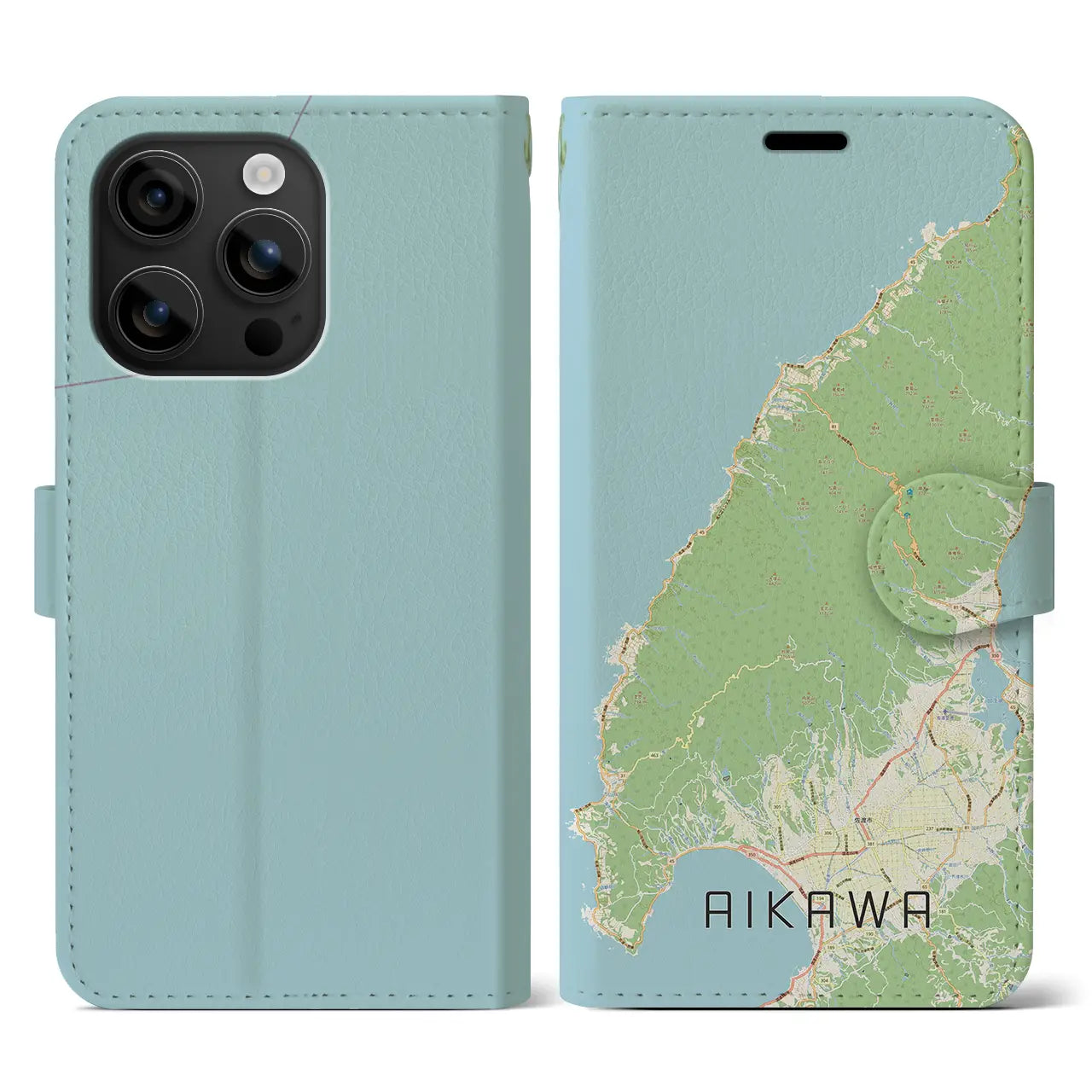 【相川(新潟県)】地図柄iPhoneケース(手帳タイプ)ナチュラル・iPhone 16 用