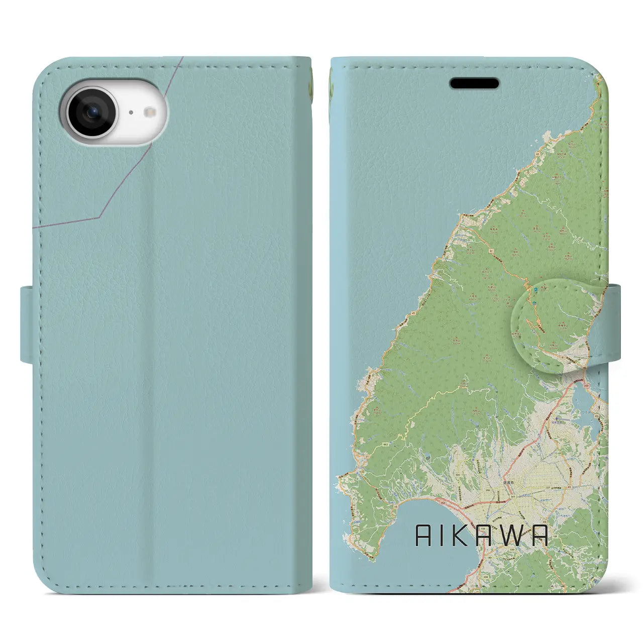 【相川(新潟県)】地図柄iPhoneケース(手帳タイプ)