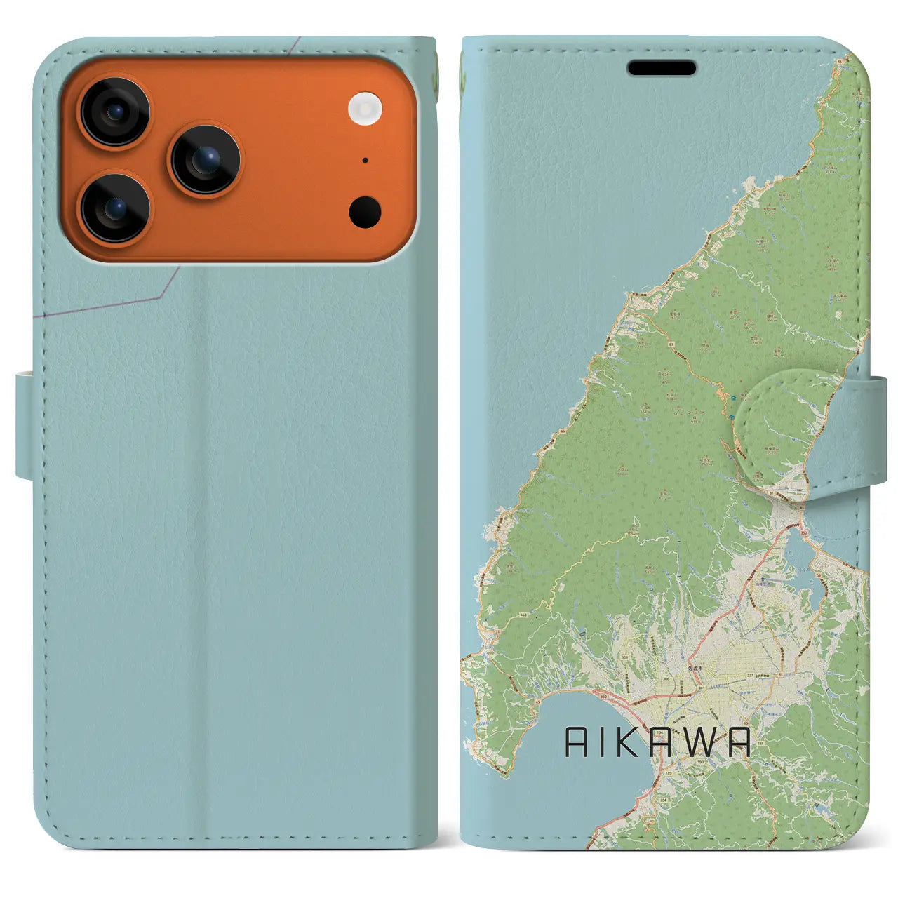 【相川(新潟県)】地図柄iPhoneケース(手帳タイプ)