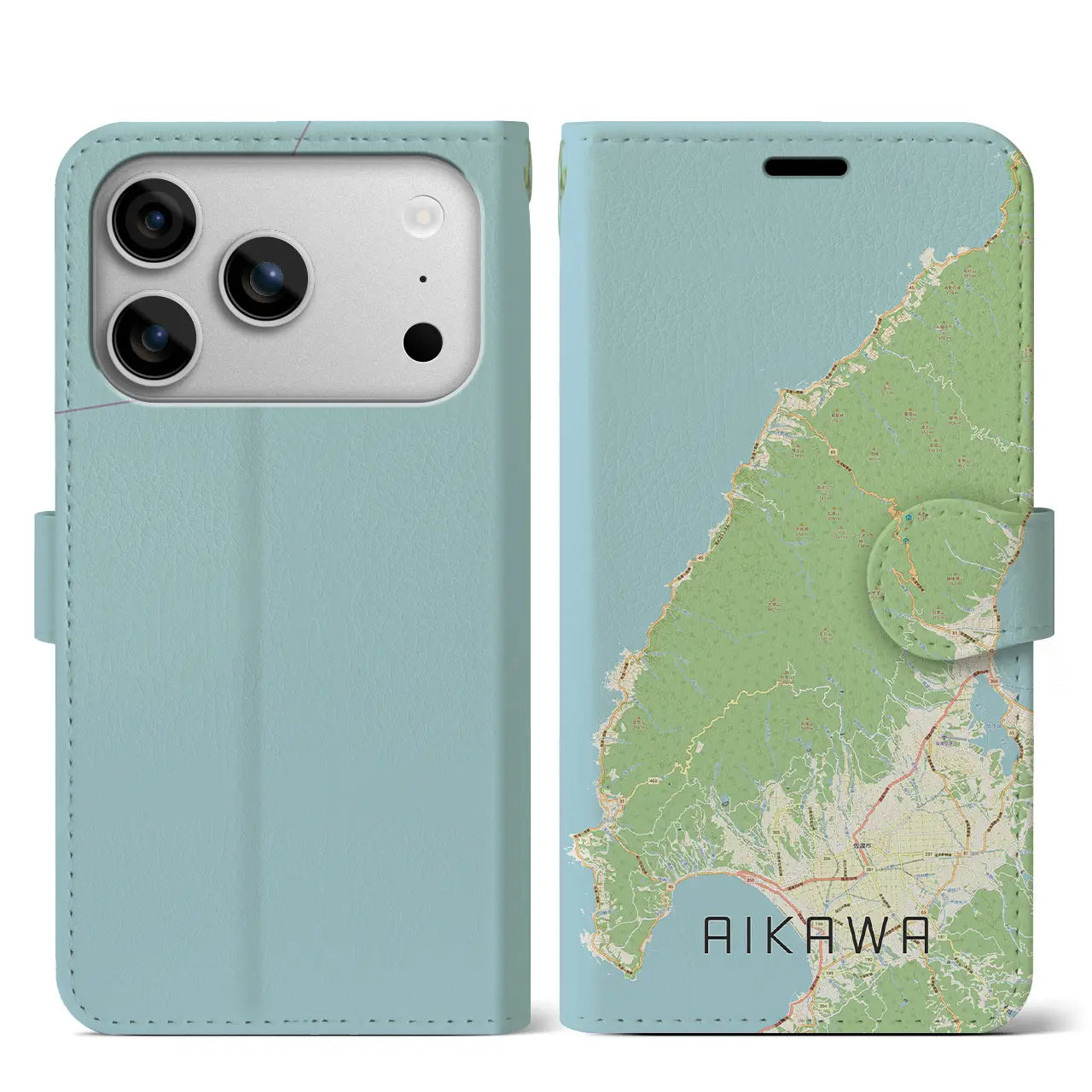 【相川(新潟県)】地図柄iPhoneケース(手帳タイプ)