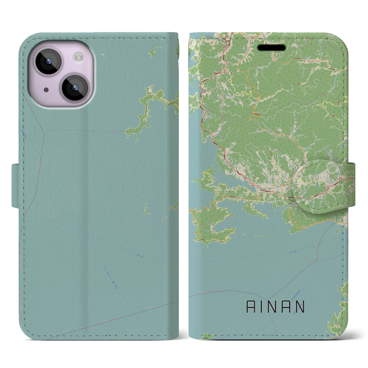 【愛南(愛媛県)】地図柄iPhoneケース(手帳タイプ)