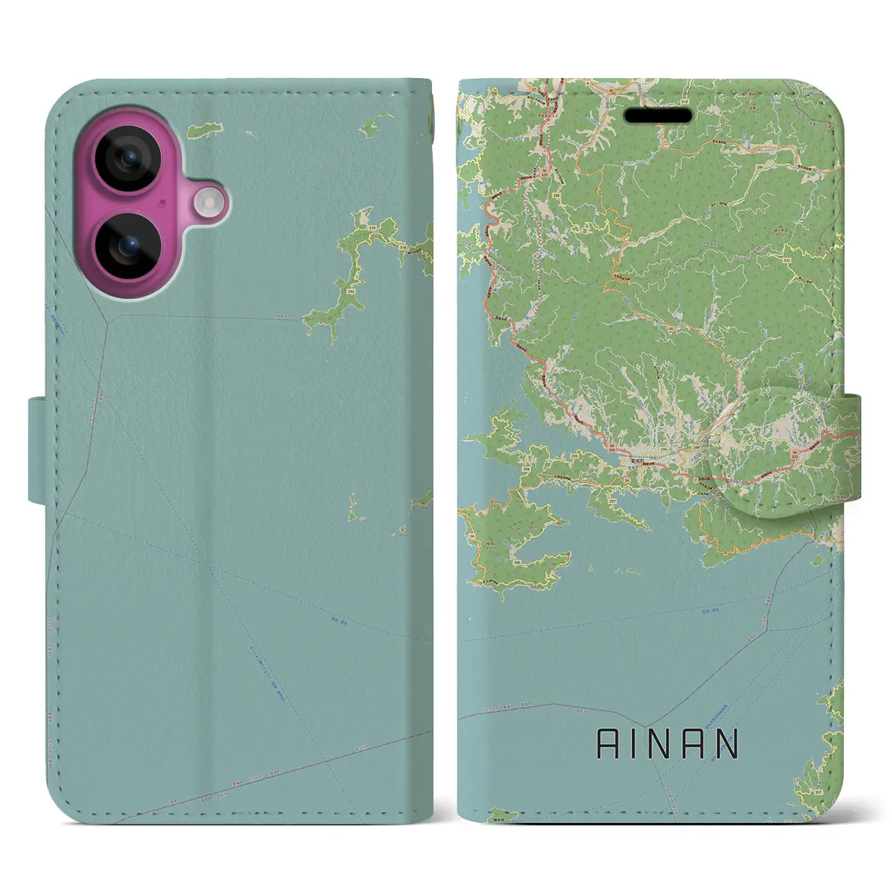 【愛南(愛媛県)】地図柄iPhoneケース(手帳タイプ)