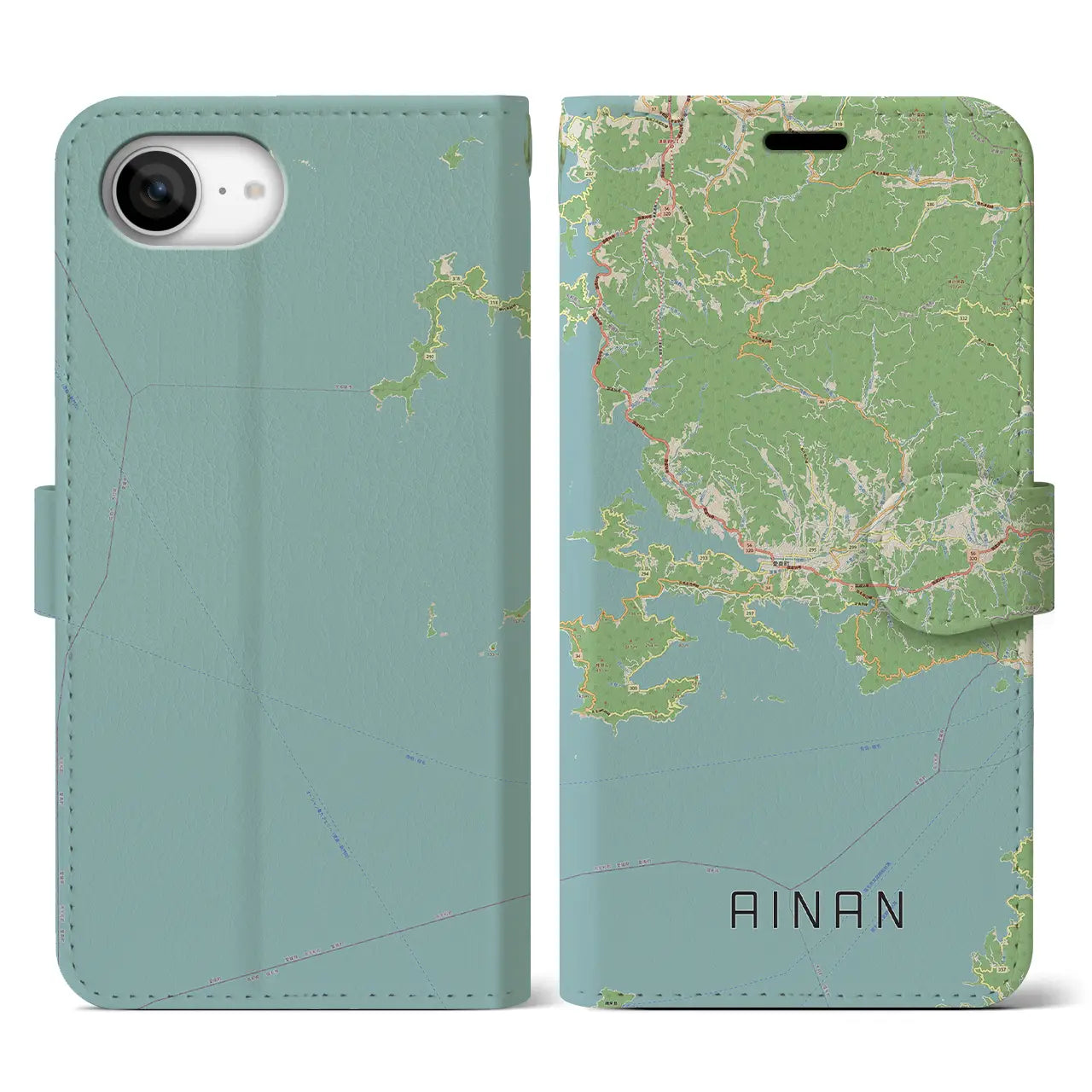 【愛南(愛媛県)】地図柄iPhoneケース(手帳タイプ)