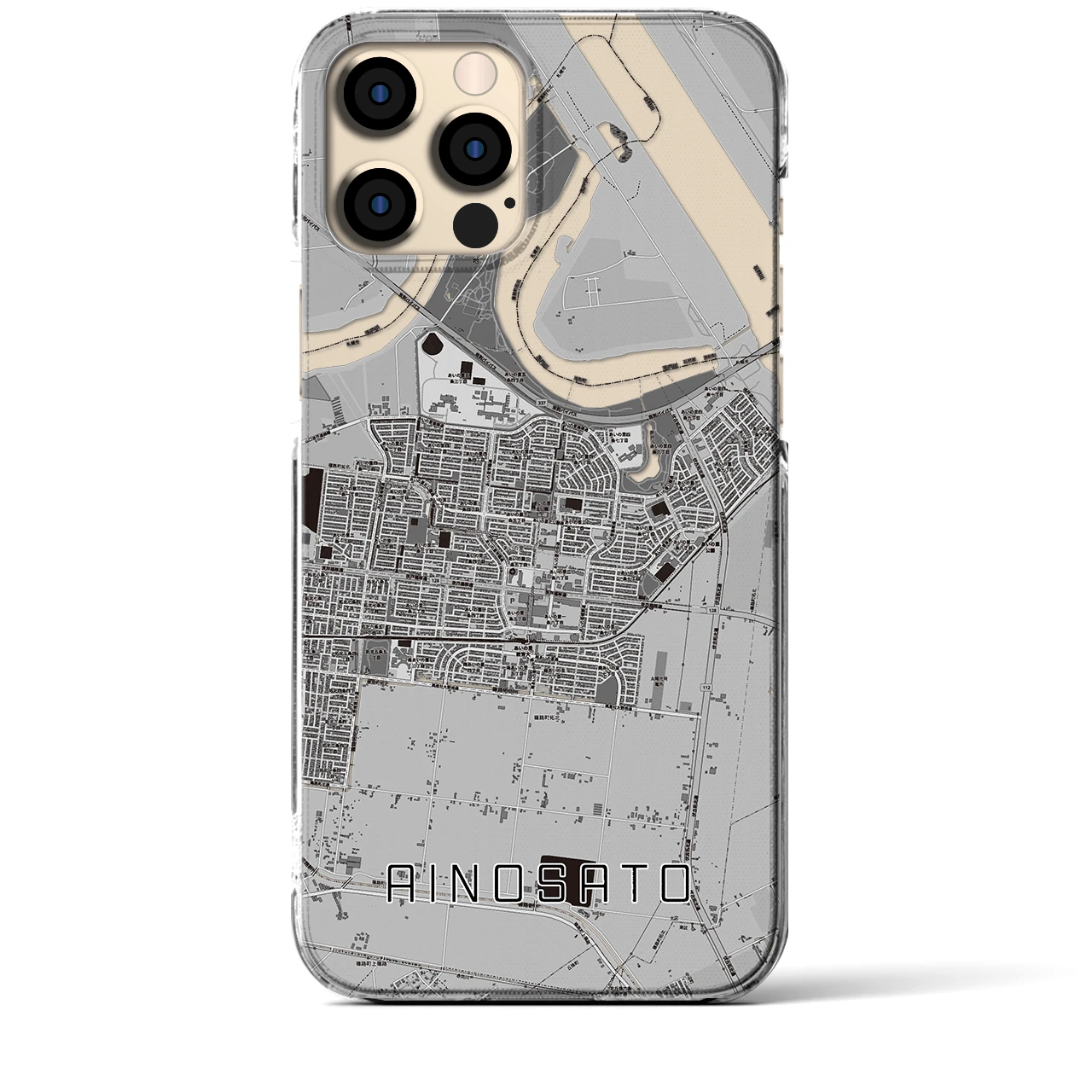 【あいの里(北海道)】地図柄iPhoneケース(クリアタイプ)