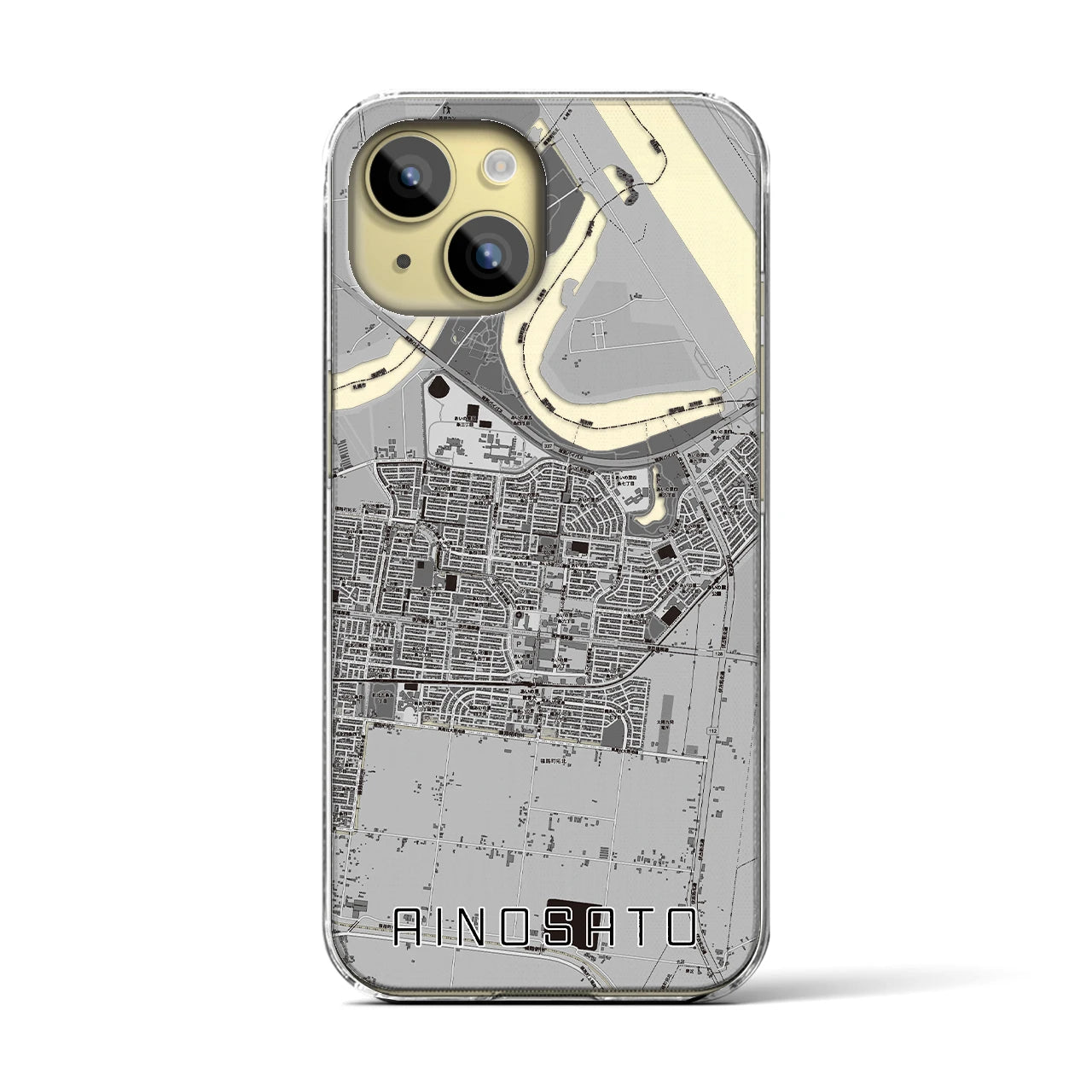 【あいの里(北海道)】地図柄iPhoneケース(クリアタイプ)