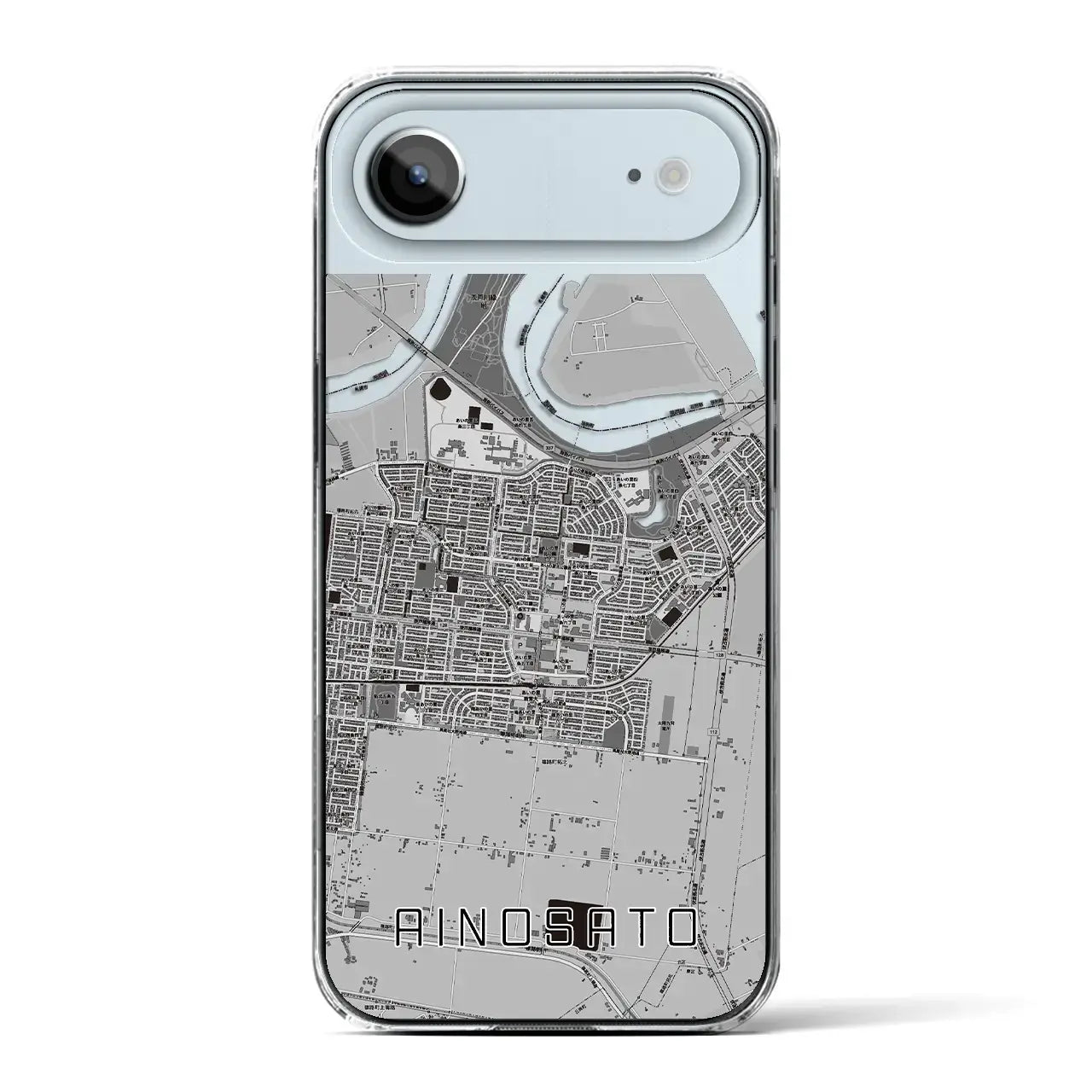【あいの里(北海道)】地図柄iPhoneケース(クリアタイプ)モノトーン・iPhone 17 Pro Max 用