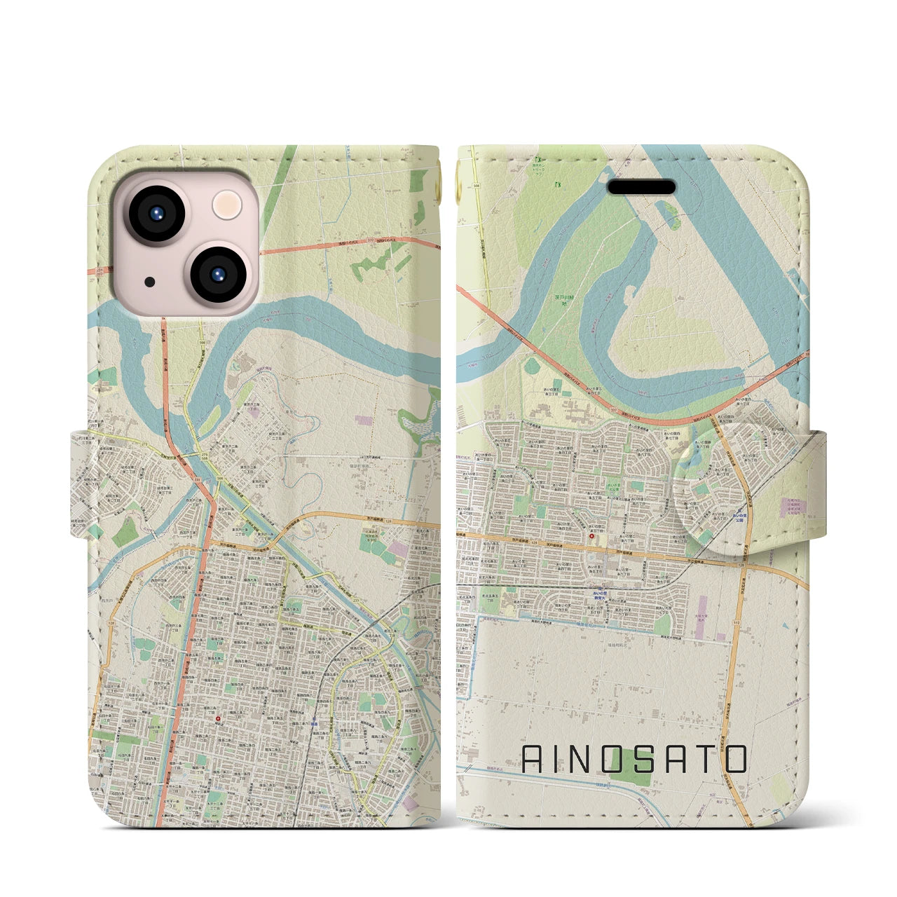 【あいの里(北海道)】地図柄iPhoneケース(手帳タイプ)