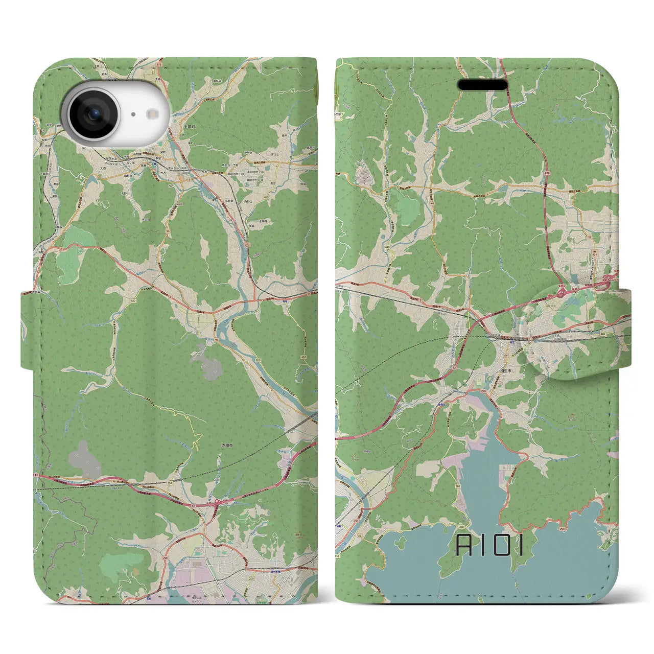 【相生(兵庫県)】地図柄iPhoneケース(手帳タイプ)