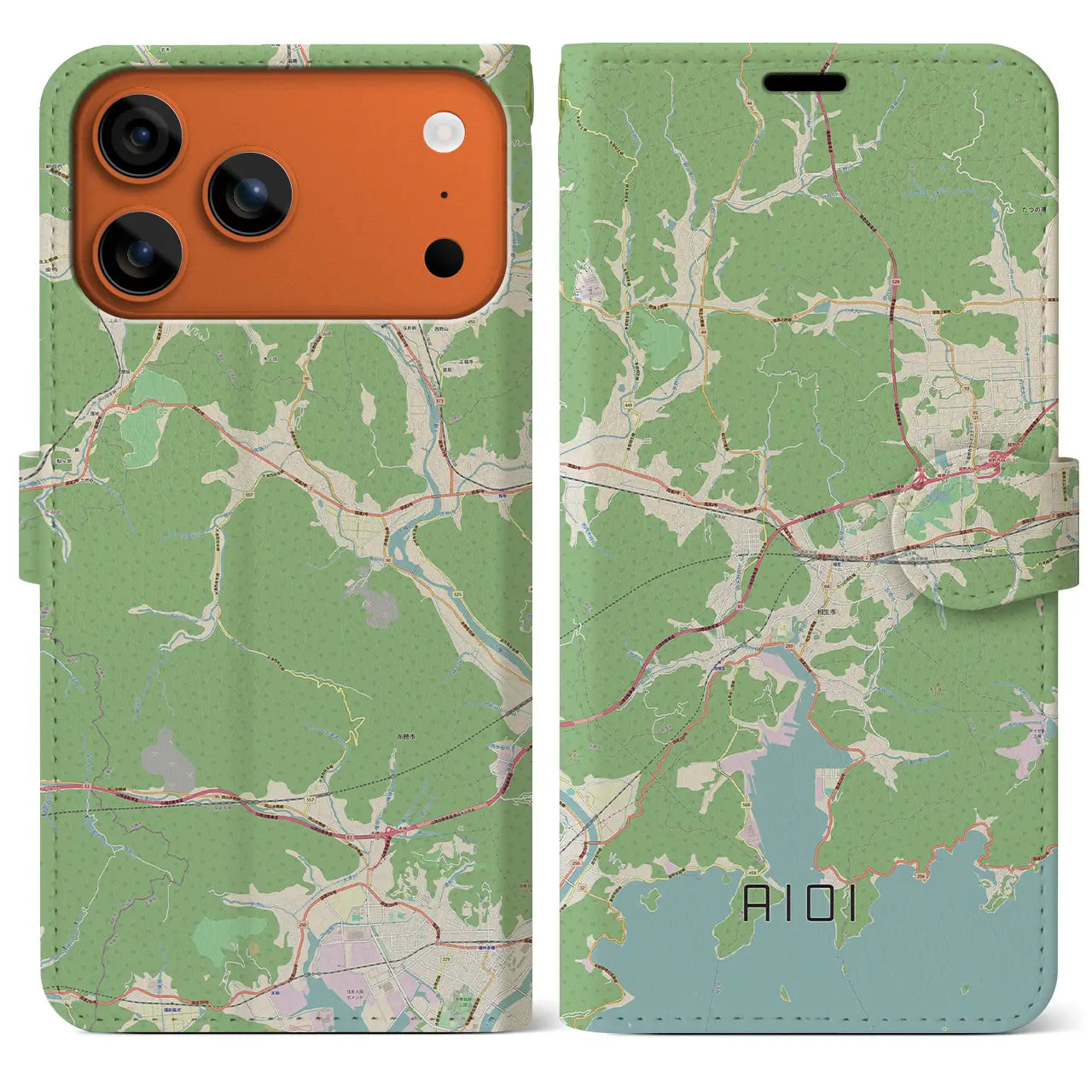 【相生(兵庫県)】地図柄iPhoneケース(手帳タイプ)