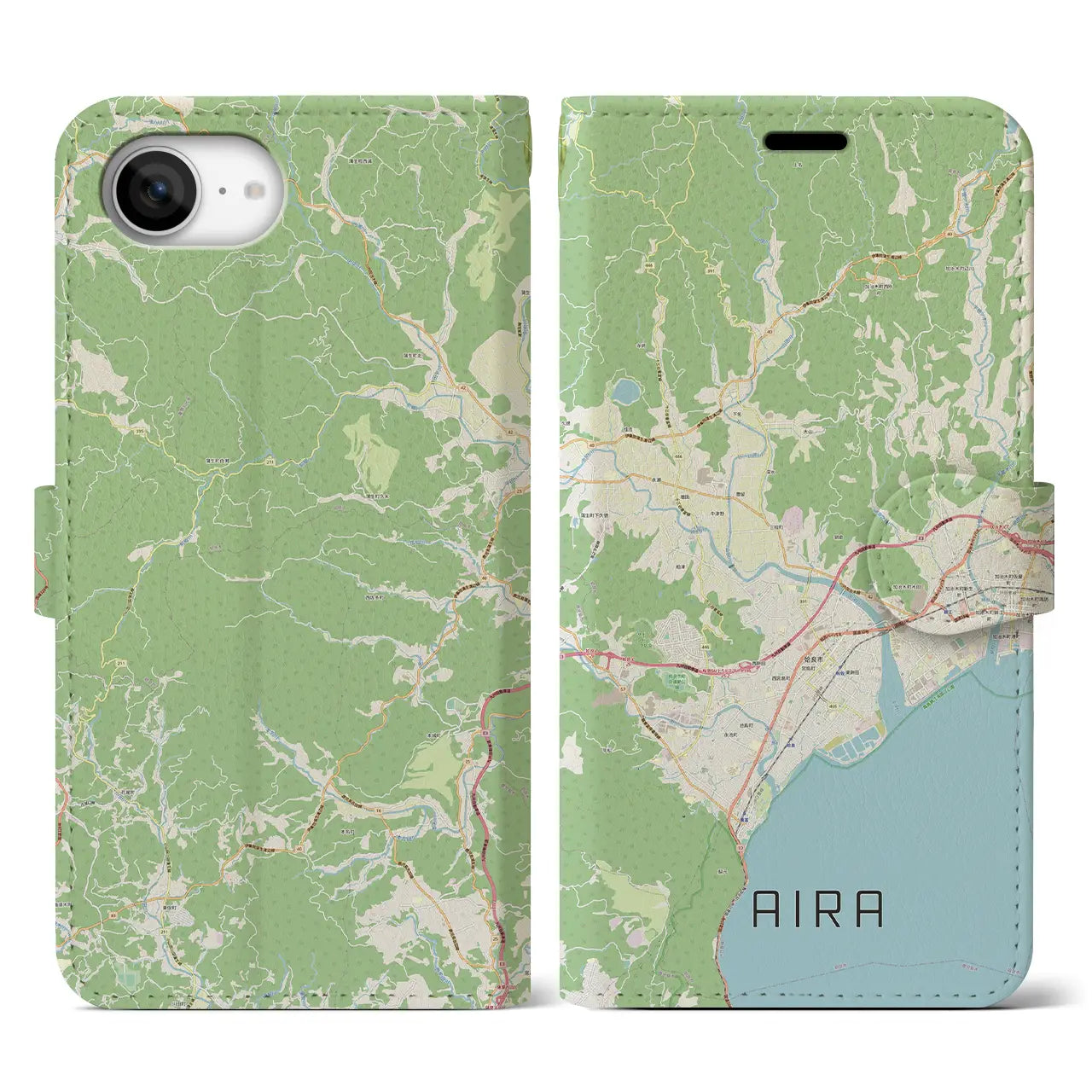【姶良(鹿児島県)】地図柄iPhoneケース(手帳タイプ)