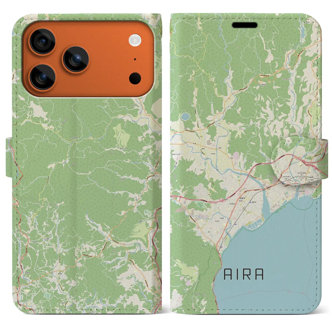 【姶良(鹿児島県)】地図柄iPhoneケース(手帳タイプ)